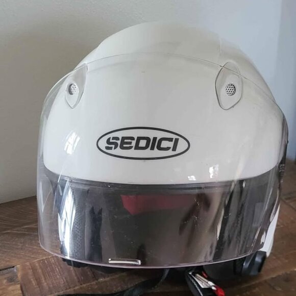 3/4 Sedici Motorcycle Helmet White Adjustable Clear and Tinted Shields with Bag - Picture 5 of 9